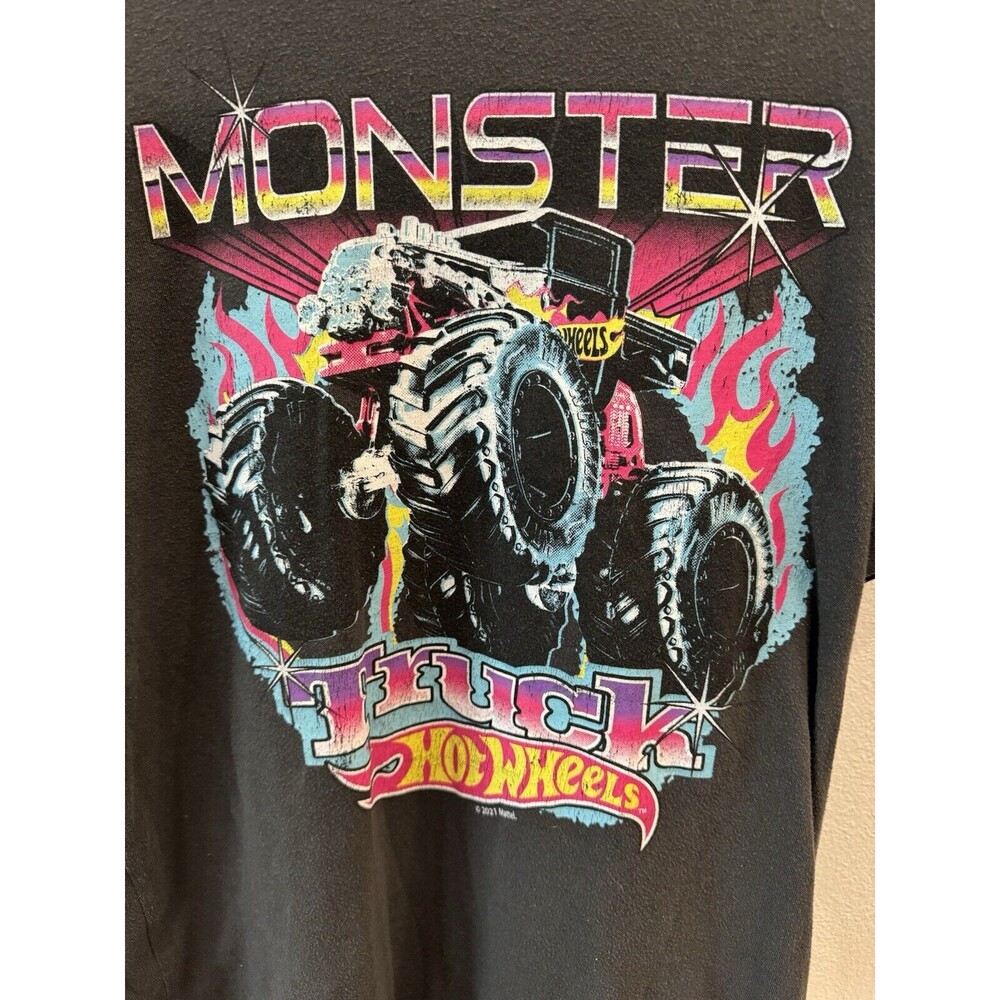 Hot Wheels‎ Monster Truck Gray Graphic T Shirt Adult Size Small Old Navy **hole